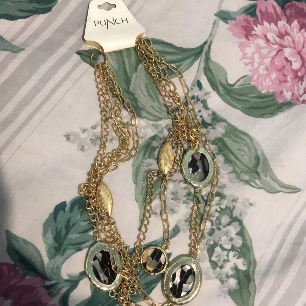 Multiple color necklaces a beautiful gold chain